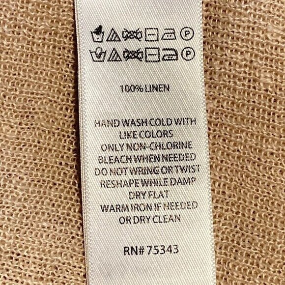 Tahari 100% Linen Long Sleeve Open Front Cardigan Oatmeal Size Med - Picture 6 of 6